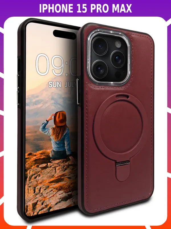 Стильный чехол из кожи для IPHONE 15 PRO MAX